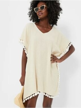 Tuckernuck Sandy Katie Pom-Pom Caftan Swim Beach Cover Up Size M/L NWT